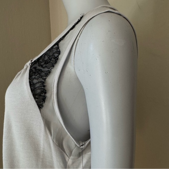 NWT ELLA MOSS Gray Modal Silk Tank Top with Black Lace Detail Size Small - Picture 9 of 15